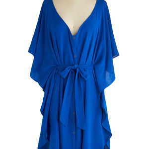 Royal Blue flowy Jack BB Dakota Dublin flutter sleeve dress with belt